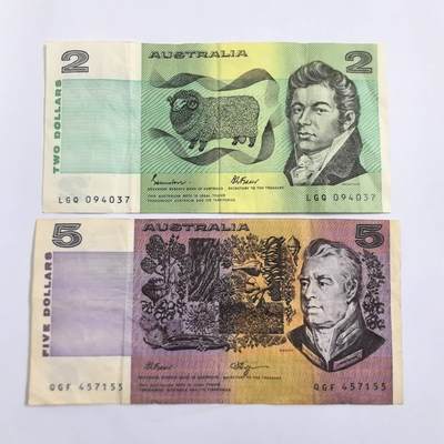 各国外币第109期 - 澳大利亚2元5元 