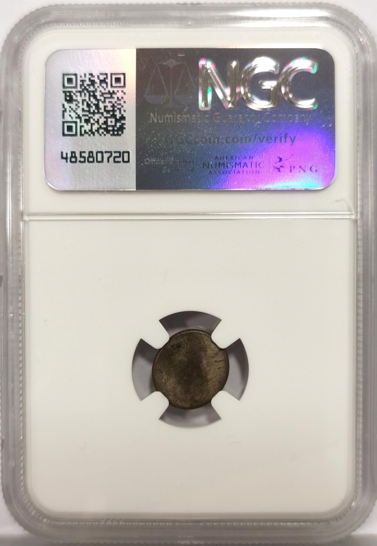 博洋堂世界钱币拍卖第158期（全场包邮） NGC AU58 柬埔寨1600-1860年神鸟2PE银币，原光淡彩，打制上佳。