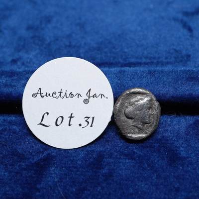 琋语集藏2026年02月欧洲古典打制币拍卖 - 古希腊卡利亚怒吼狮子和阿芙洛狄忒1德拉克马银币