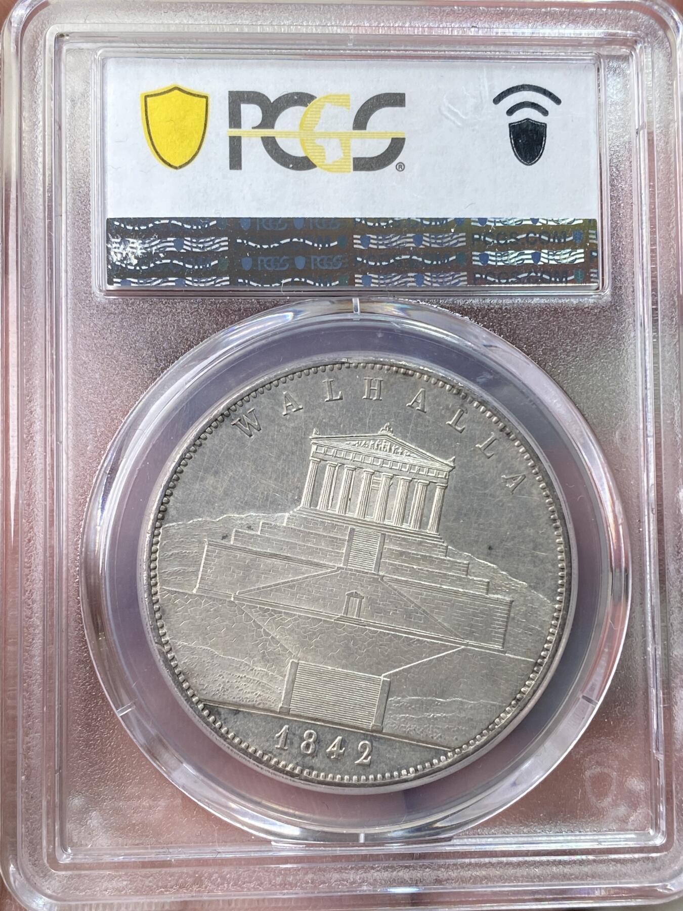 万国钱币拍卖第059期 PCGS MS62 1842年德国巴伐利亚路德维希一世瓦尔哈拉圣殿落成历史2泰勒 历史泰勒名品之一 德国最伟大的死亡圣殿·英灵殿·瓦尔哈拉 全德国最伟大人物的归宿之殿堂 原味淡金彩全深打 好品越来越难的历史2t系列