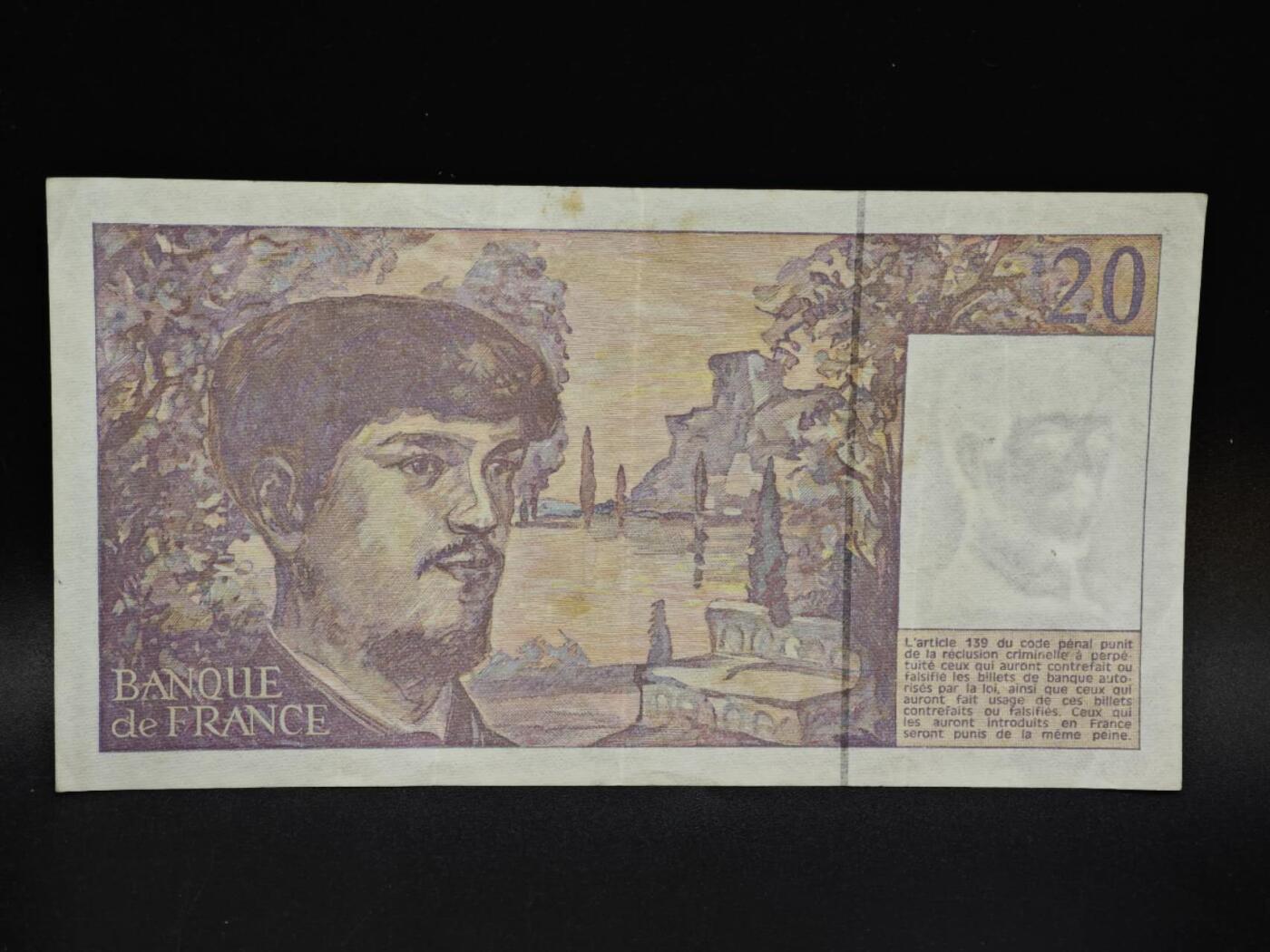 【淘币小摊】限时拍第八百五十二拍  无佣金福利纸币场  满百包邮可预留两周  周一统一发货  法国1993年20法郎纸币【有折】