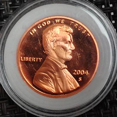 布加迪🐬～世界钱币(上海)🌾第 271 期 /  各国套币和散币 - 美国🇺🇸 2004年 1分 林肯头像精制币