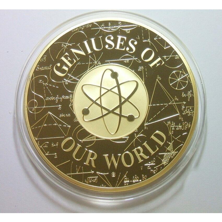 【旋风钱币】1月24日19:00准时开拍 精美欧洲币章、银币银章、第三帝国钱币等 全场包邮！ 【艺术】德国艺术大章 科学泰斗爱因斯坦 高浮雕精制彩色超大镀金章 带证书 70MM 137克