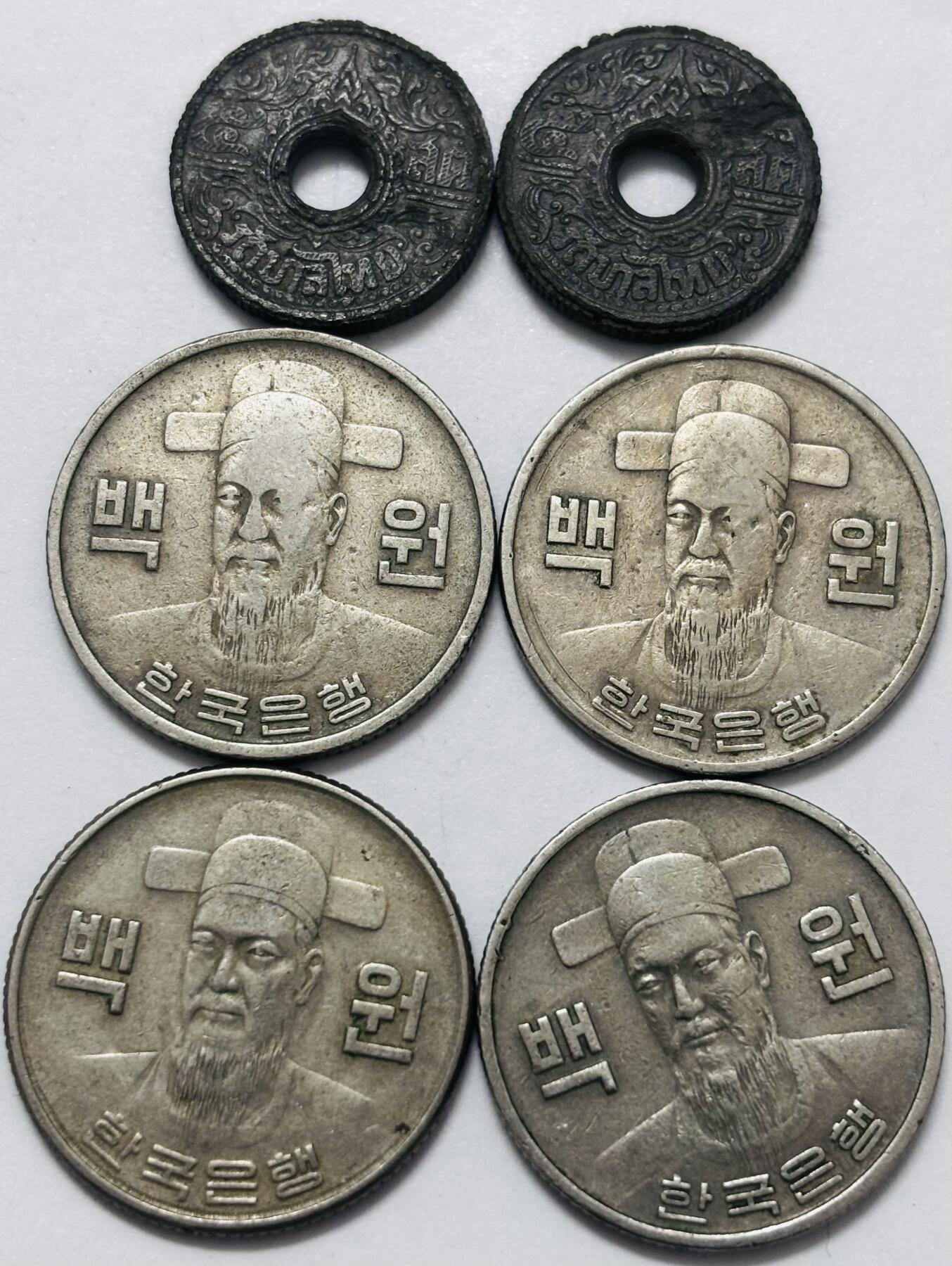 文馨钱币收藏 2026新年第四场（第 290 场）【长期接代拍品】 老版南朝鲜 100 元➕二战时期泰国萨当，共计 6 枚