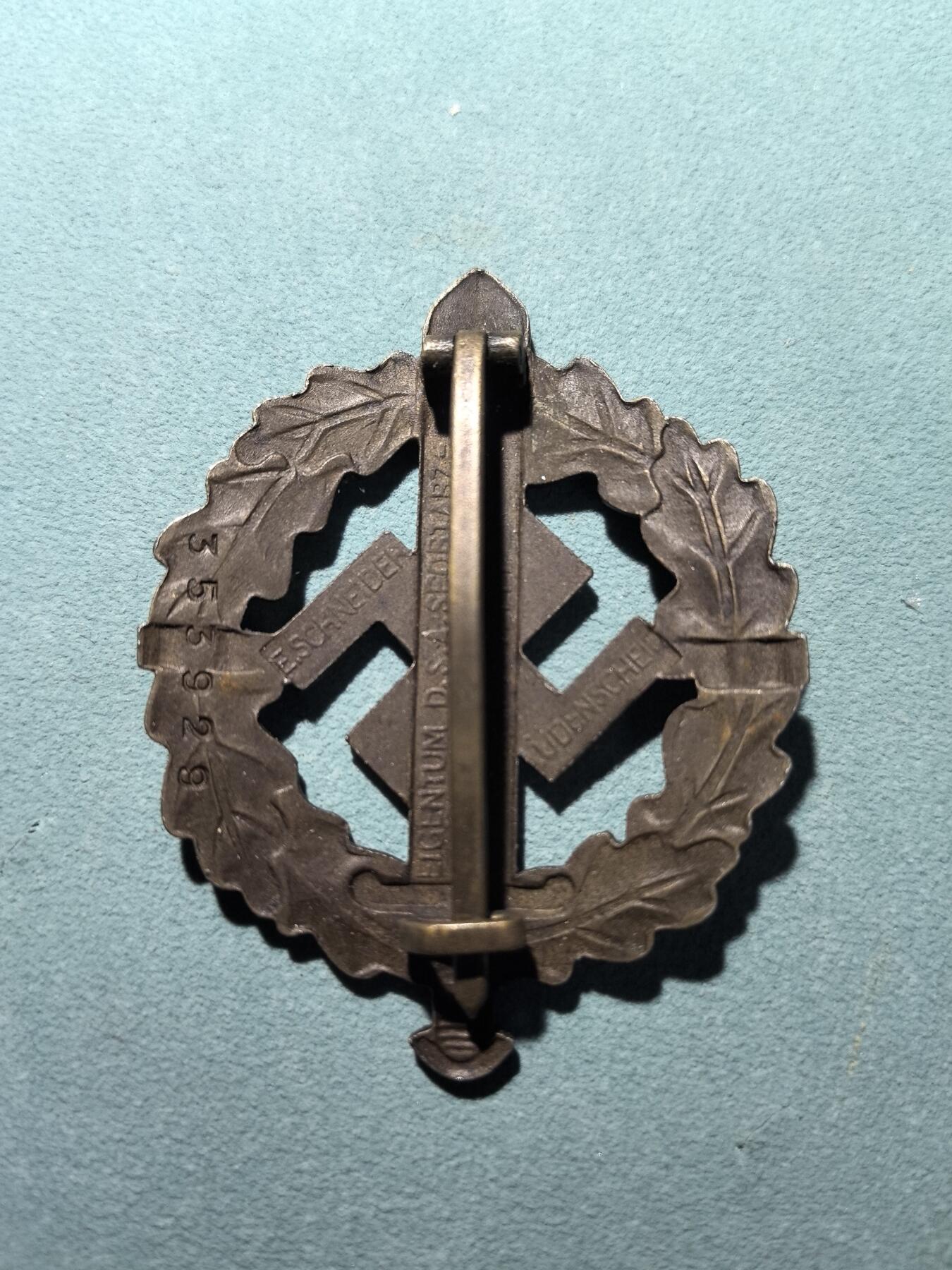 盛世勋华——号角文化勋章邮票专场拍卖第301期 德国（1939）铜级冲锋队（SA）体能奖章 带少见厂标 带编号