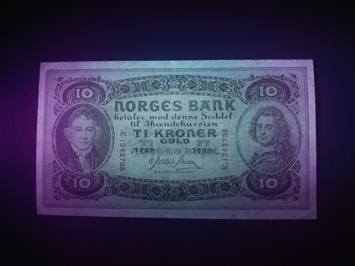 2026一月第四期，总214期 挪威1939年10克朗AUNC，二战期间发行序列