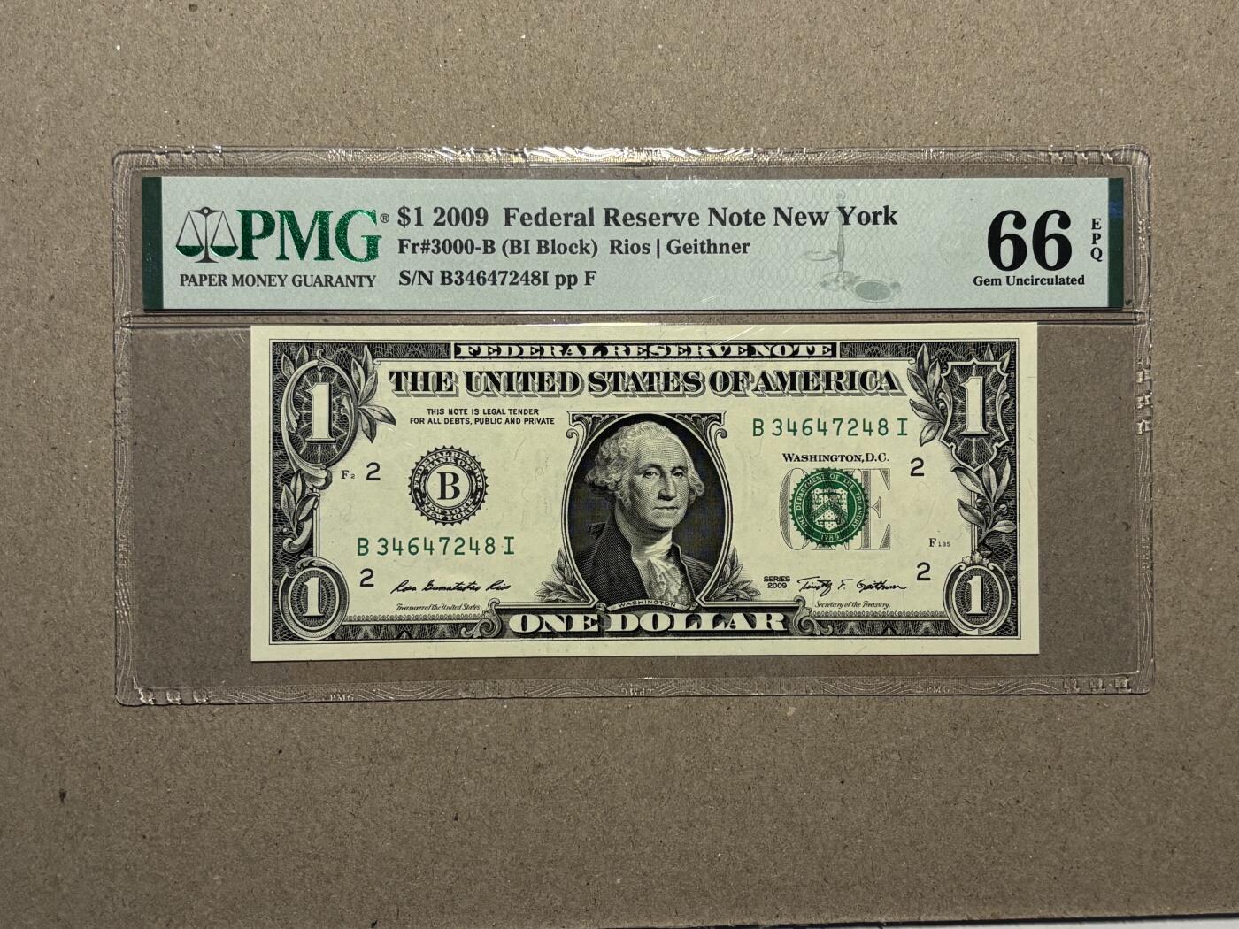【礼羽收藏】🌏世界钱币拍卖第121期 2009年 1美元 稀少年份 PMG66EPQ