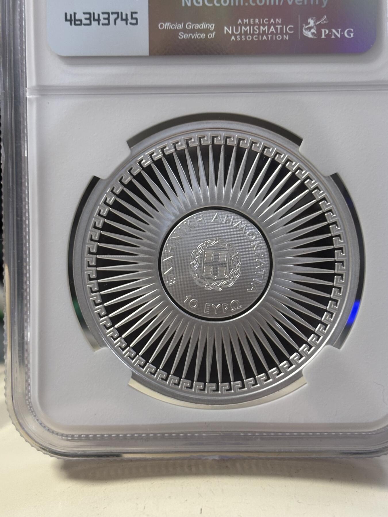 第189期拍卖 希腊2024年希腊文化系列数学家泰勒斯精制纪念银币NGC-PF70首原盒证书，925银，发行2000枚