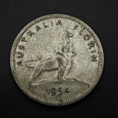 【淘币小摊】实时拍第八百五十三拍   散币银币场   满百包邮可预留二周 每周一统一发货   - 澳大利亚1954年伊丽莎白二世弗洛林银币