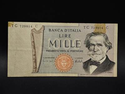 【淘币小摊】限时拍第八百五十二拍  无佣金福利纸币场  满百包邮可预留两周  周一统一发货  - 意大利1000里拉纸币【有折】