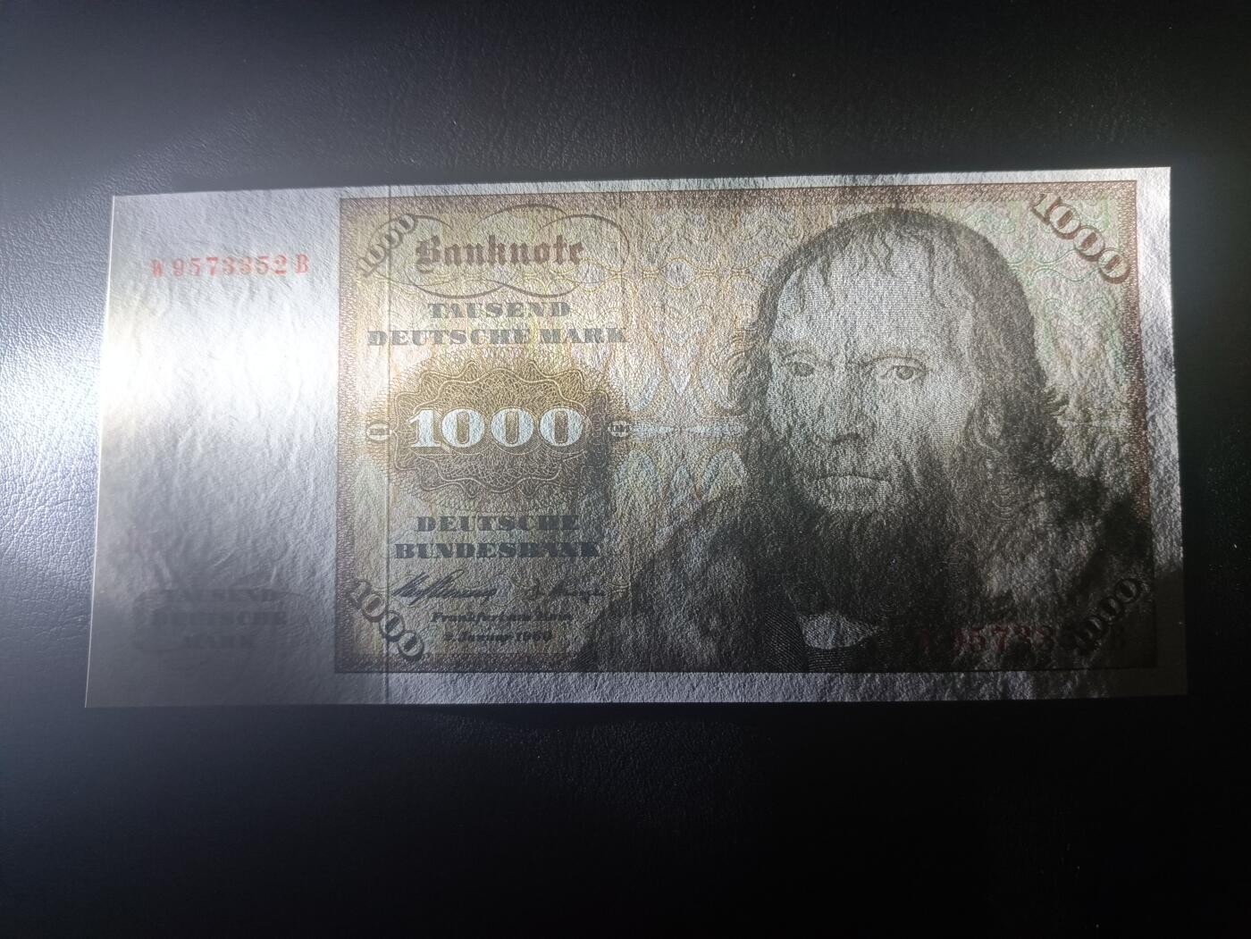 2026一月第四期，总214期 德国1960年1000马克AUNC，舍那的自画像和林堡，此版本最高面值，经典的德国马克战后品种之一