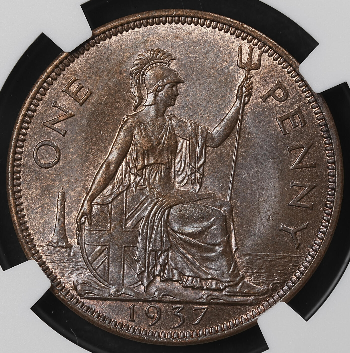 修遠堂世界钱币第102期 NGC MS64BN 1937年英国1便士铜币