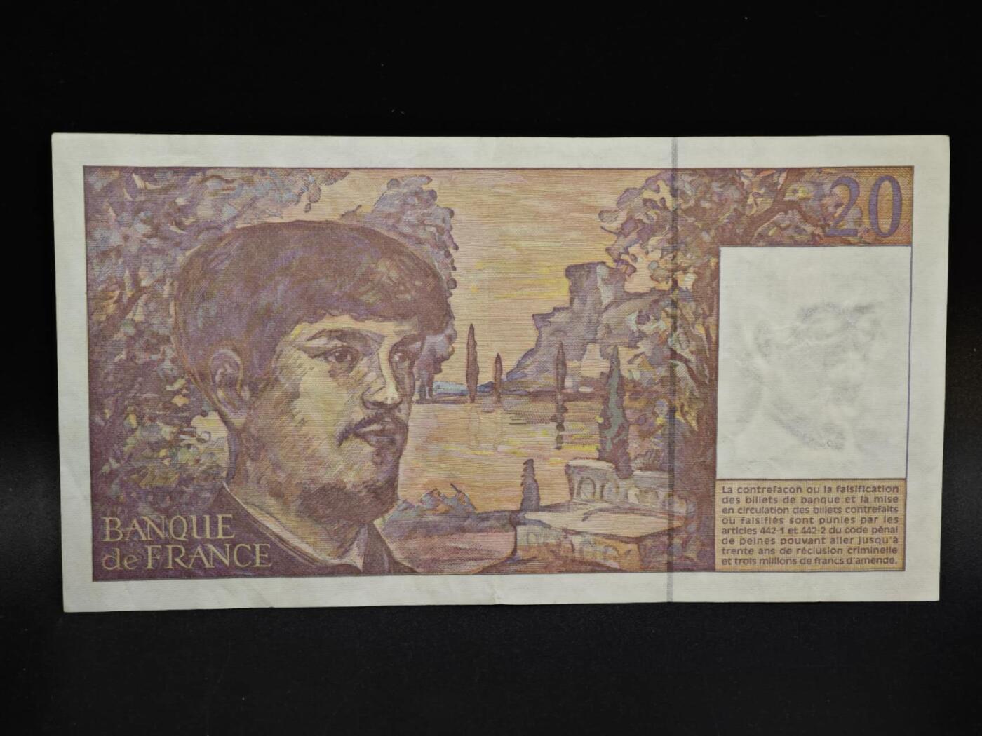 【淘币小摊】限时拍第八百五十二拍  无佣金福利纸币场  满百包邮可预留两周  周一统一发货  法国1995年20法郎纸币【有折】