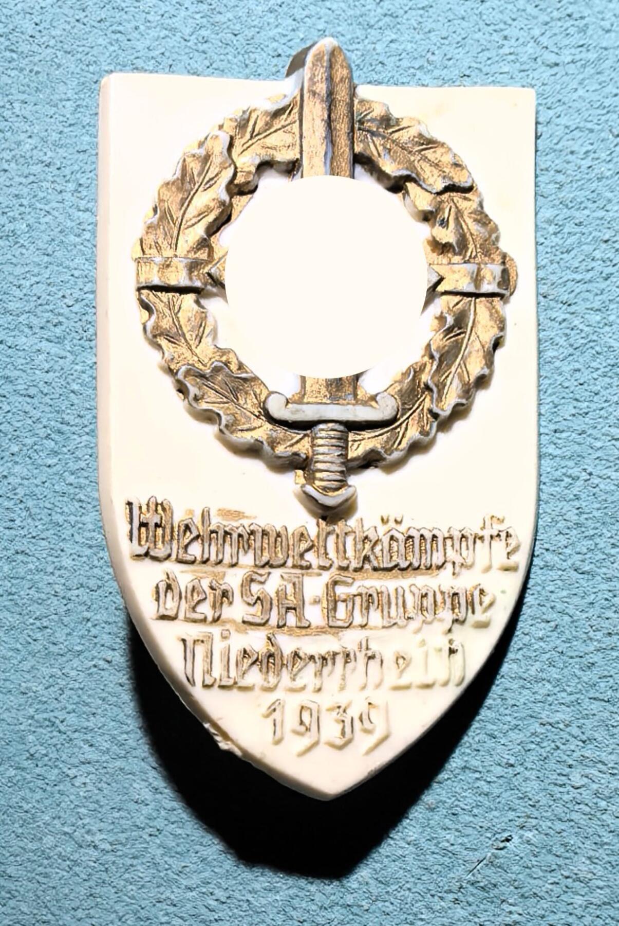 盛世勋华——号角文化勋章邮票专场拍卖第301期 德国（1939）SA下莱茵大队体能竞赛纪念证章 SA体能证章造型 带厂标 少见