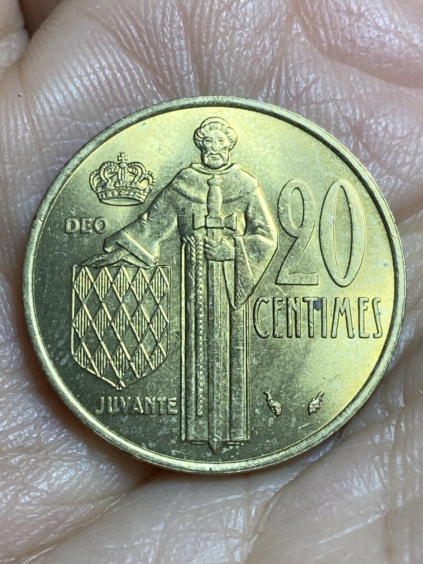 2026年第十四场(总第一百八十三场）外国好品散币场(免佣金) 摩纳哥🇲🇨1977年20分(兰尼埃三世时期，Dolphin –海豚标)