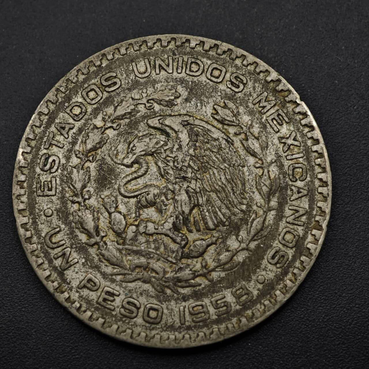 【淘币小摊】实时拍第八百五十三拍   散币银币场   满百包邮可预留二周 每周一统一发货   墨西哥1958年一比索低银币