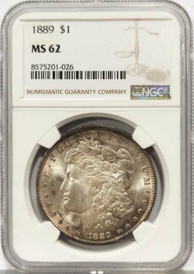 博洋堂世界钱币拍卖第158期（全场包邮） - NGC MS62 美国1889年摩根银币 少见年份双面环彩