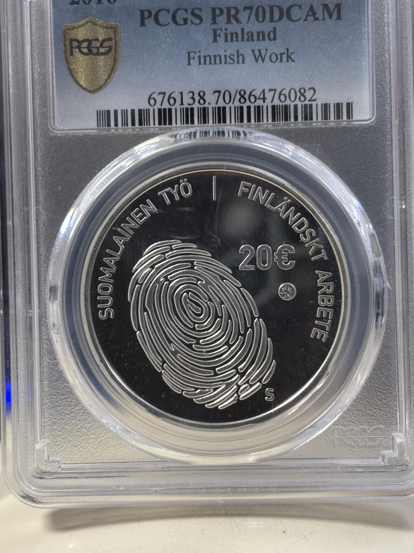 第189期拍卖 芬兰2016年发行工作的意义20欧精制纪念银币PCGS-PR70,925银，25.5克