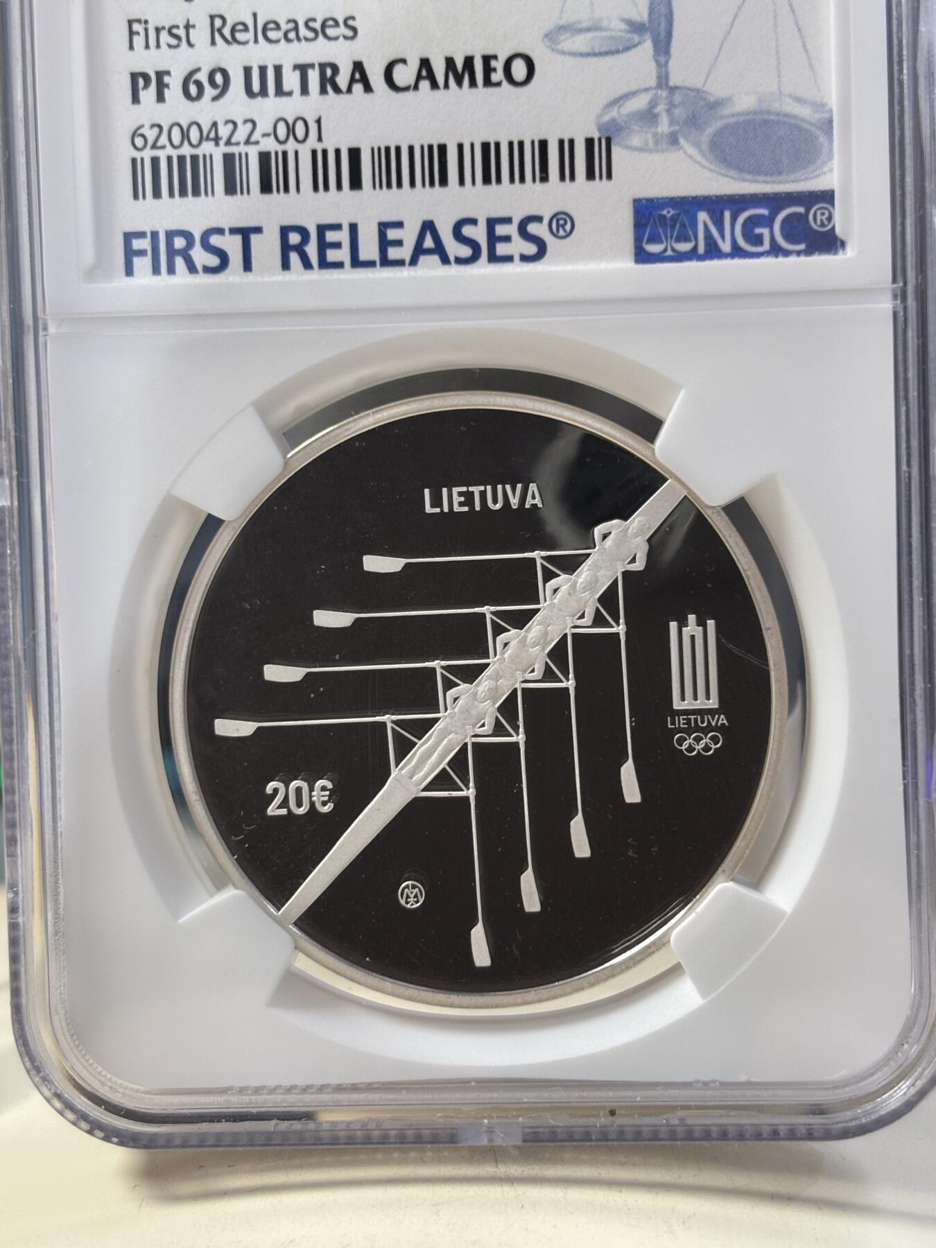 第189期拍卖 立陶宛2021年东京奥运精制纪念银币NGC-PF69首无原盒证书，28.28克，925银，发行2500枚