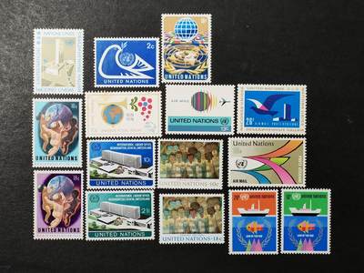 ↓君缘收藏720期☞钱币邮品↓无佣金、可寄存、满30元包邮  - 联合国纽约邮票，1974年全年邮票7套15全