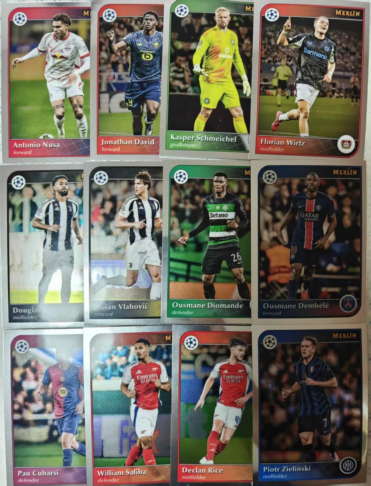 春节前倒数第三场！！龙虎卡牌-七三场（满200元包邮，无佣金，每周六结拍，欢迎送拍） 12张折射卡Topps Merlin Chrome系列的欧冠球星卡