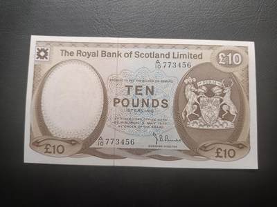 2026一月第四期，总214期 - 苏格兰皇家银行1977年10镑UNC-，银行徽章和格拉米斯城堡，少见早期品种