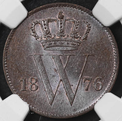 修遠堂世界钱币第102期 - NGC MS62BN 1876年荷兰1分铜币