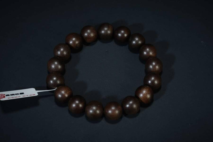 上海都达杂项专场二十五（全场包邮）  天然文莱软丝沉香1.2圆珠手串 附鉴定证书87-214