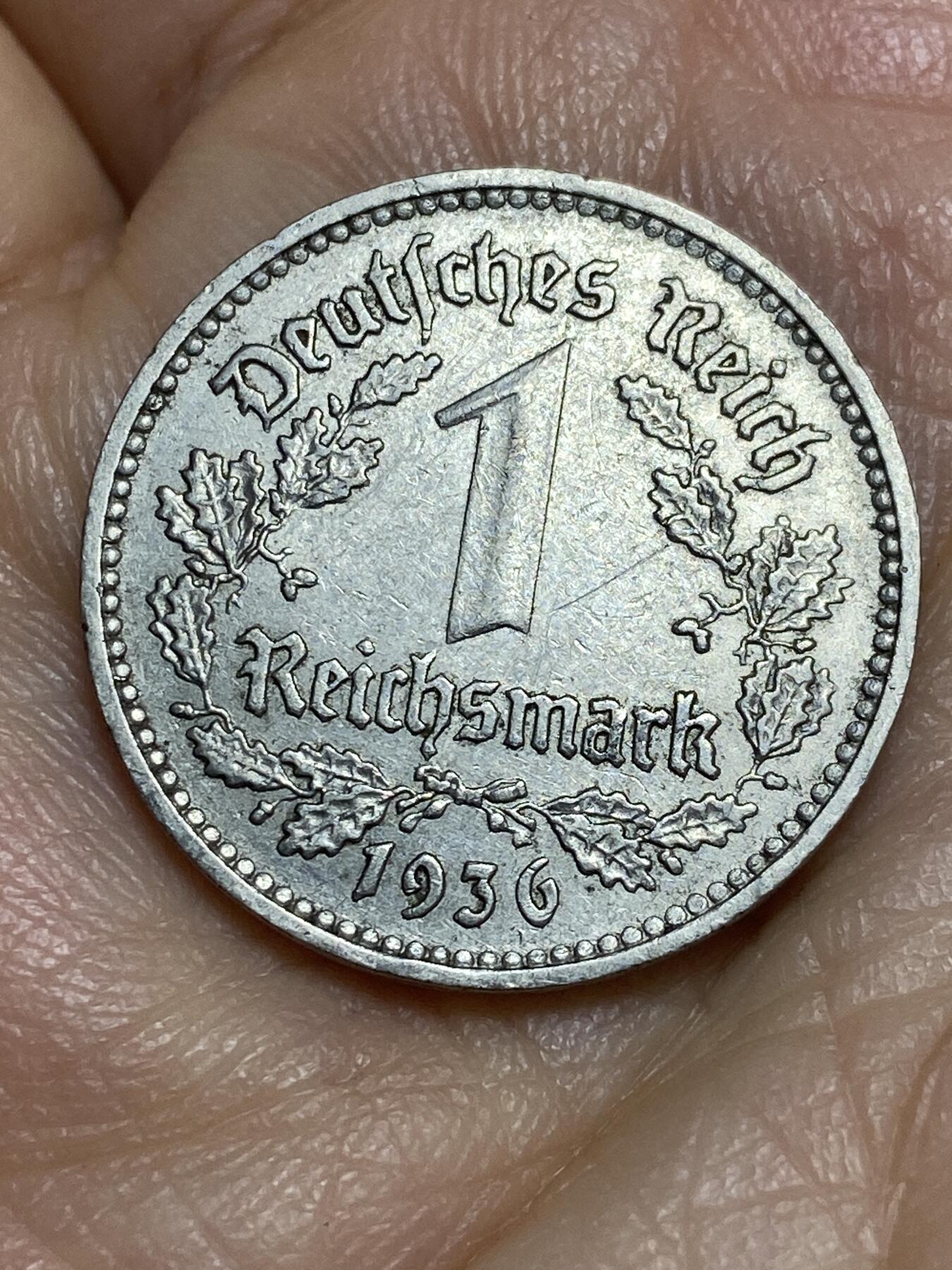 2026年第十三场(总第一百八十二场）外国好品散币场(免佣金) 少见年份厂标–德意志第三帝国1936年1马克(E标，穆尔登许滕造)