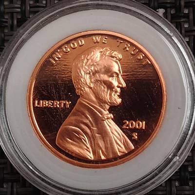 布加迪🐬～世界钱币(上海)🌾第 271 期 /  各国套币和散币 - 美国🇺🇸 2001年 1分 林肯头像精制币