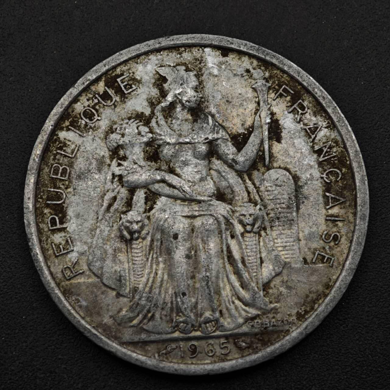 【淘币小摊】实时拍第八百五十三拍   散币银币场   满百包邮可预留二周 每周一统一发货   波利尼西亚1965年5法郎铝币