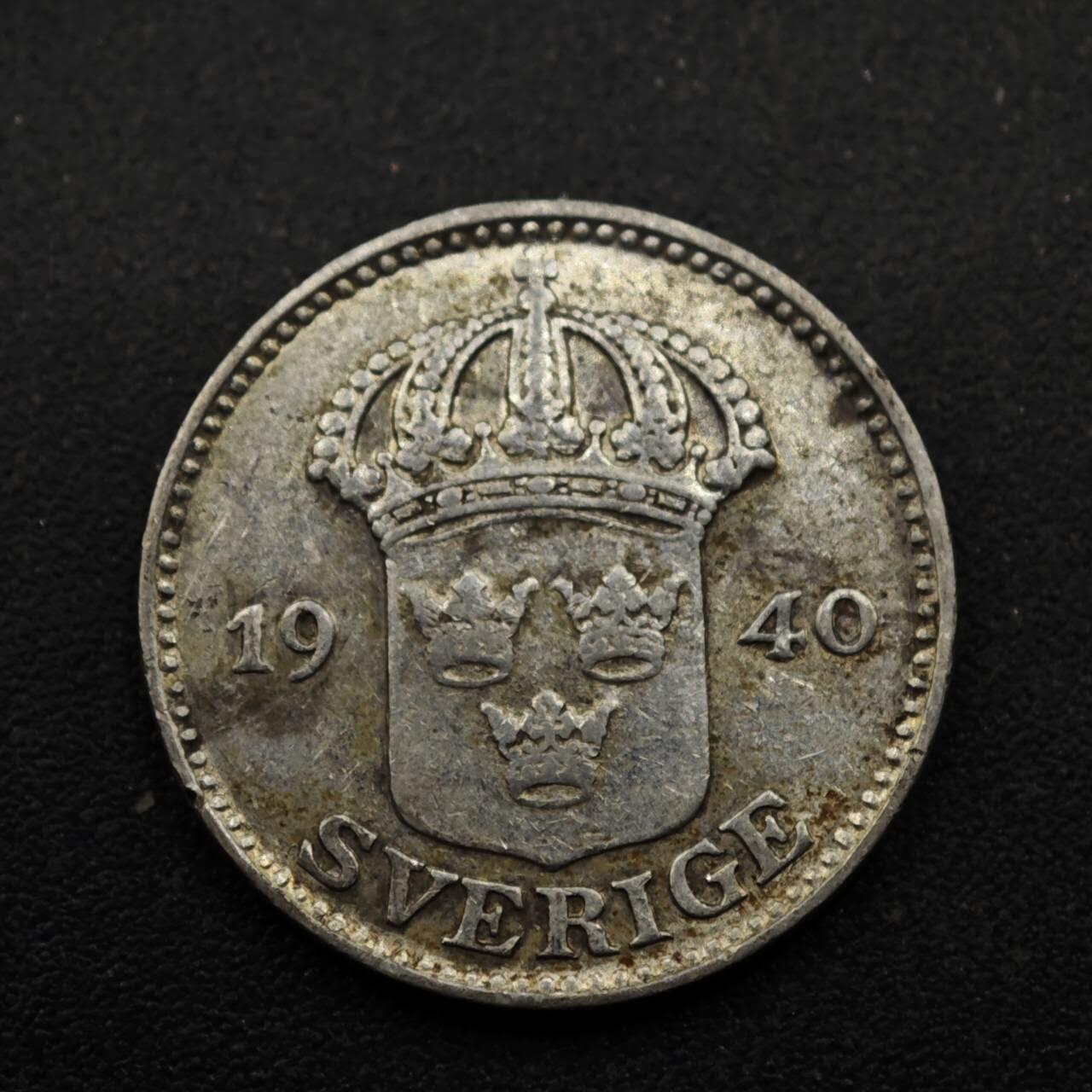 【淘币小摊】实时拍第八百五十三拍   散币银币场   满百包邮可预留二周 每周一统一发货   瑞典1940年25欧尔银币