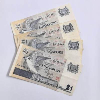 各国外币第109期 - 新加坡1元鸟版4张