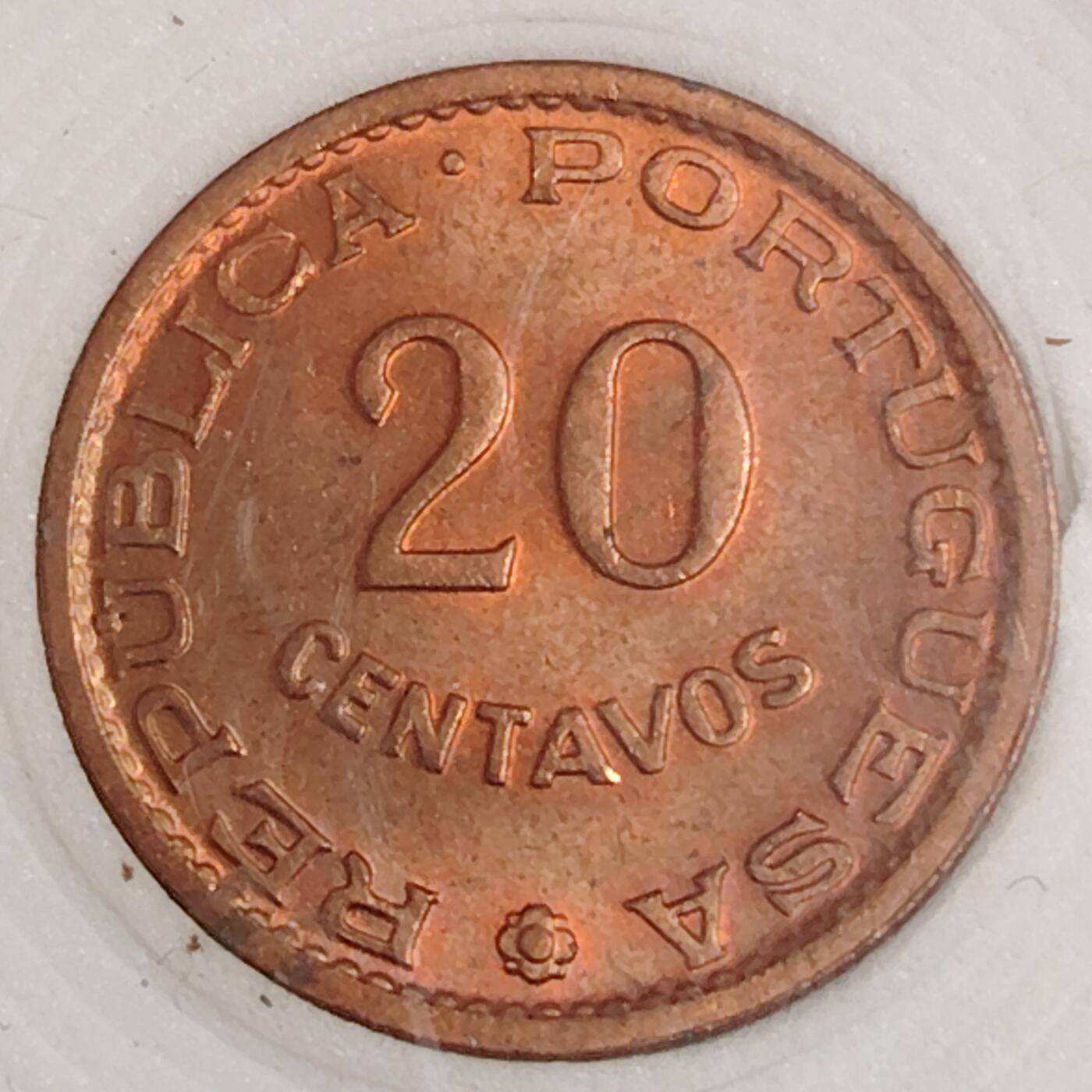 布加迪🐬～世界钱币(上海)🌾第 271 期 /  各国套币和散币 葡属帝汶 1970年 20分 原光好品