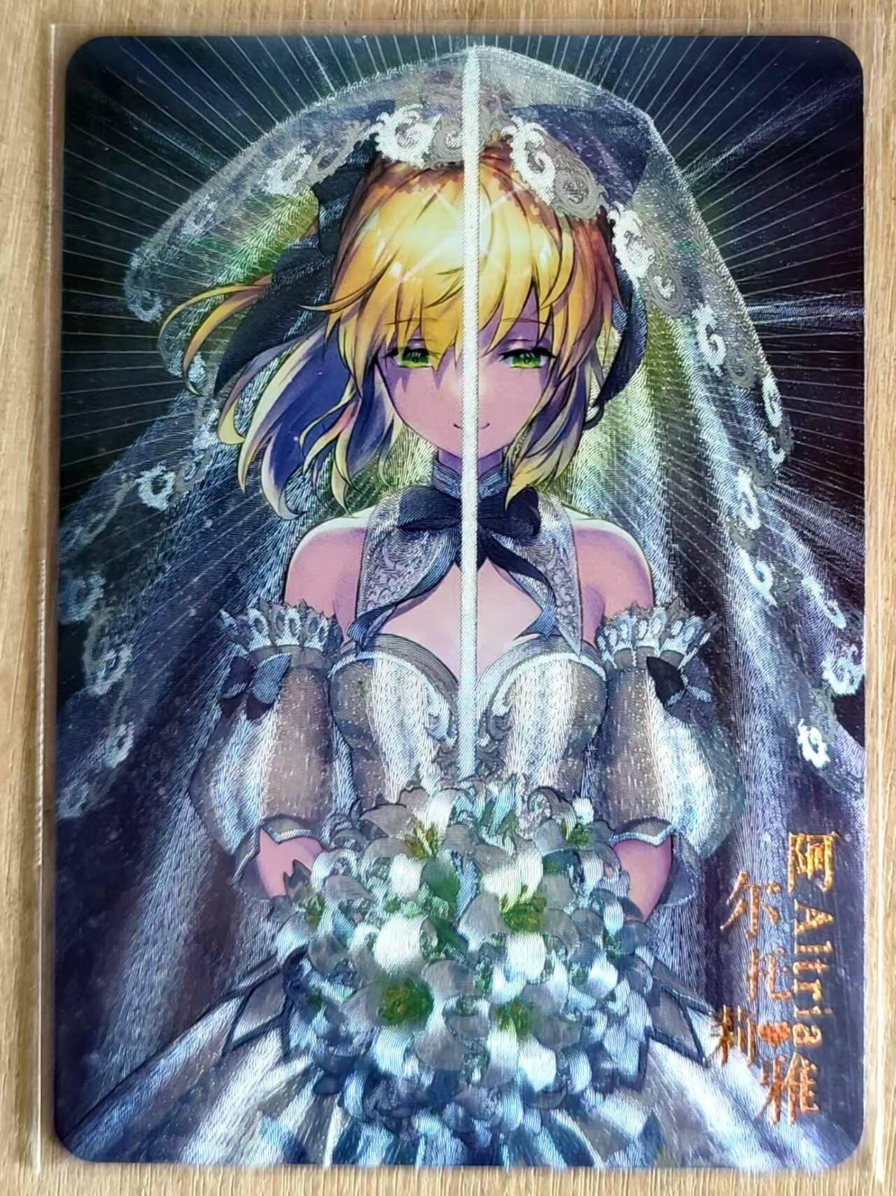 春节前倒数第三场！！龙虎卡牌-七三场（满200元包邮，无佣金，每周六结拍，欢迎送拍） 粗闪 FATE动漫 阿尔托莉雅-婚纱照