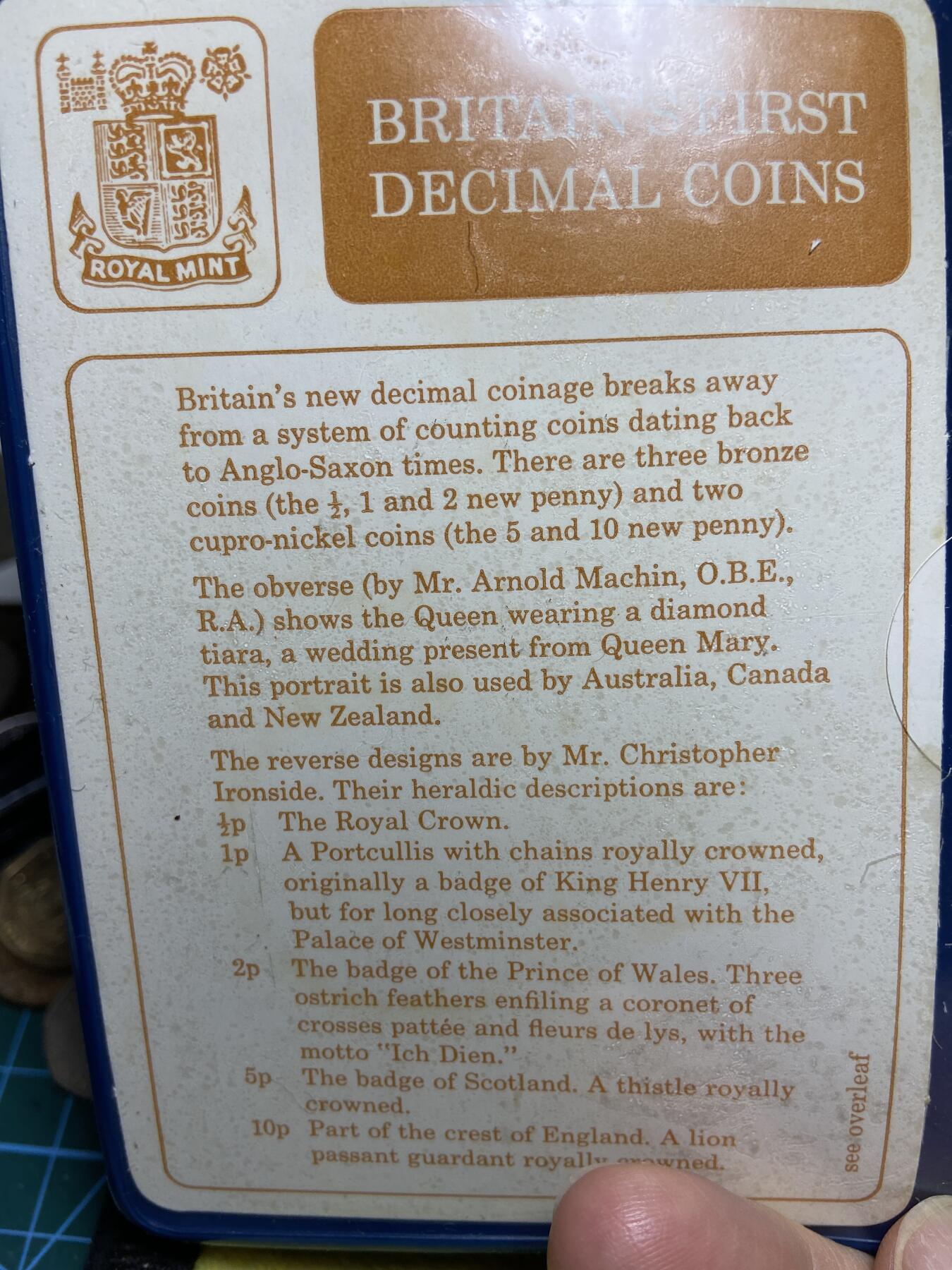 2026年第十四场(总第一百八十三场）外国好品散币场(免佣金) 英国🇬🇧原册套币5枚(伊丽莎白二世中年花冠，十进制第一版首发年套币)