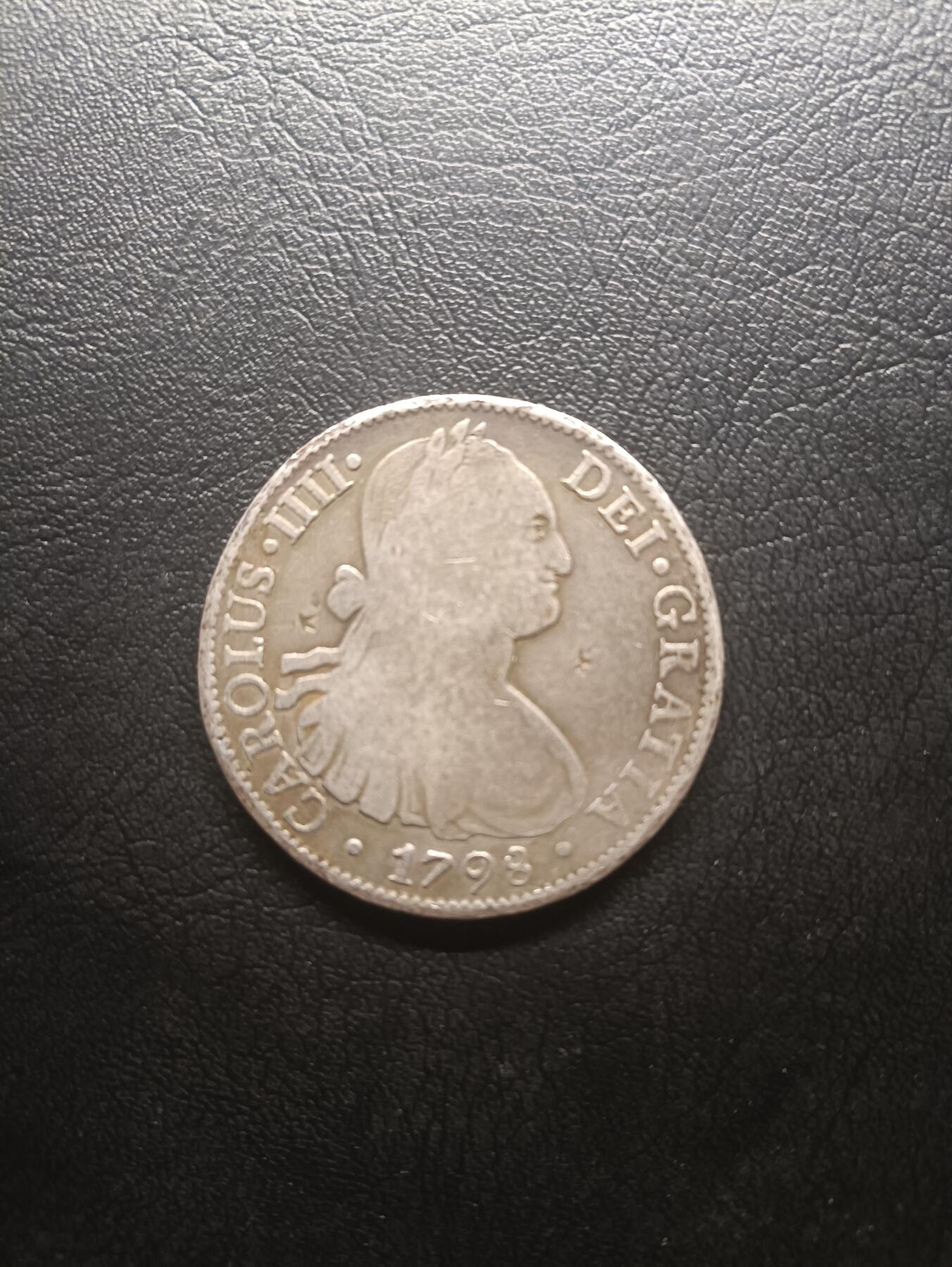 2026一月第四期，总214期 西班牙1798年8里亚尔流通品相银元，卡洛斯四世国王，26g，0.9