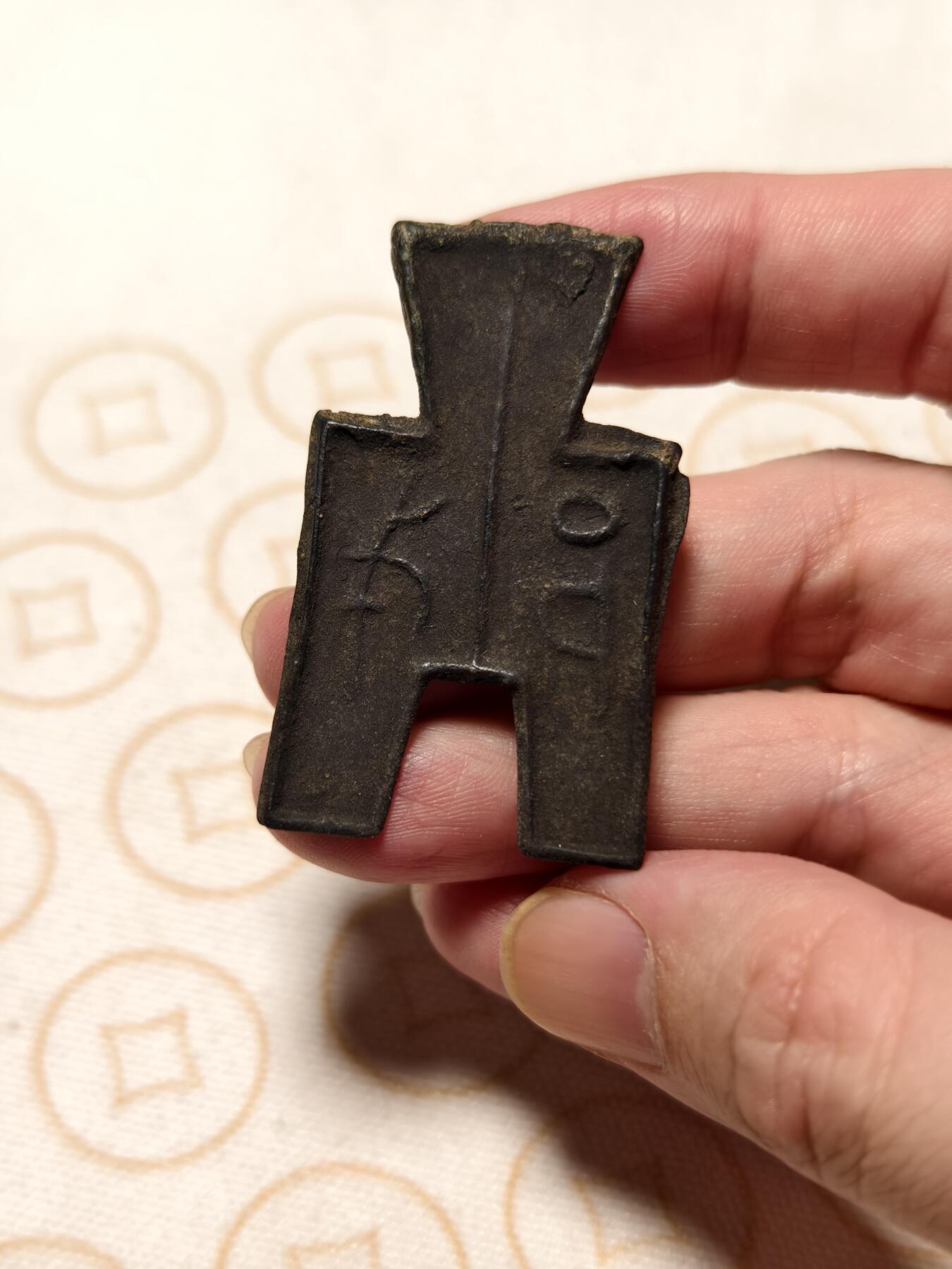 抚柳草堂-第十期章牌钱币  奖章勋章限时免佣 满百包邮 放漏专场 战国 赵国方足布戈邑背一分 大名誉品种51.7*1.4mm  品相如图高古币不包瑕疵 但永久保真