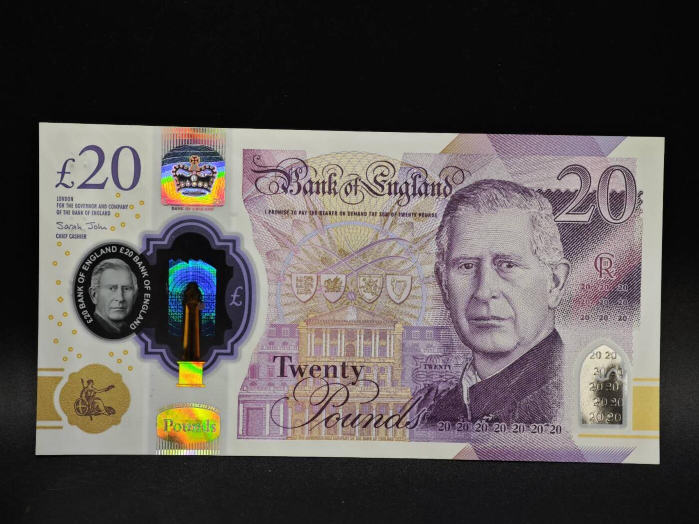 【淘币小摊】限时拍第八百五十二拍  无佣金福利纸币场  满百包邮可预留两周  周一统一发货  英国查尔斯三世20镑塑料钞无47【全新】