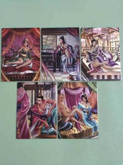 光影卡牌第29期，各家亲签，各家套卡，持续收拍品 - 豪卡周千策水浒特卡，潘巧云＋潘金莲＋闫婆惜＋贾夫人＋高衙内，粗闪工艺