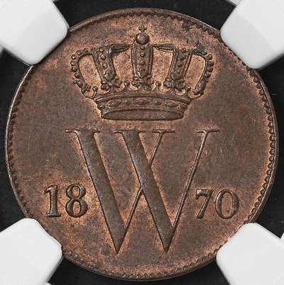 修遠堂世界钱币第102期 - NGC MS61BN 1870年荷兰1分铜币