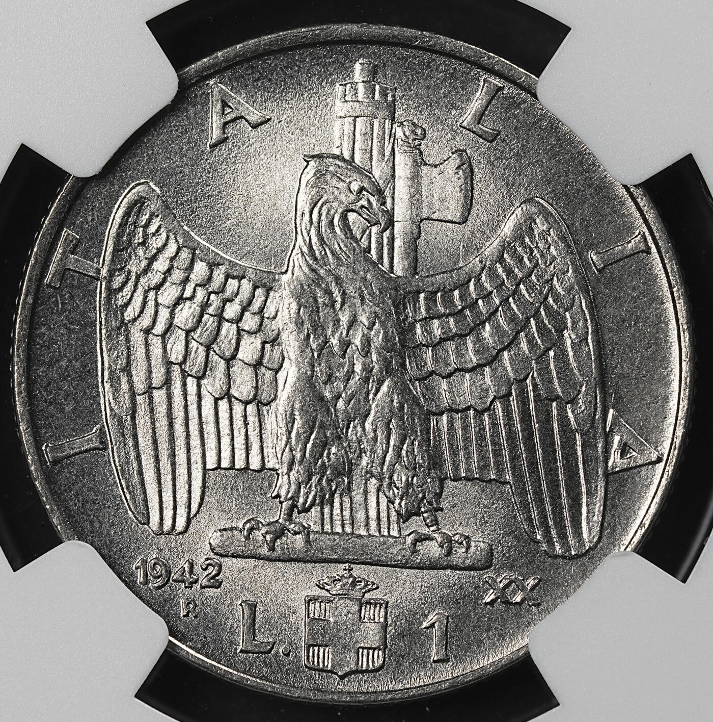 修遠堂世界钱币第102期 NGC MS66 1942年意大利1里拉 冠军分