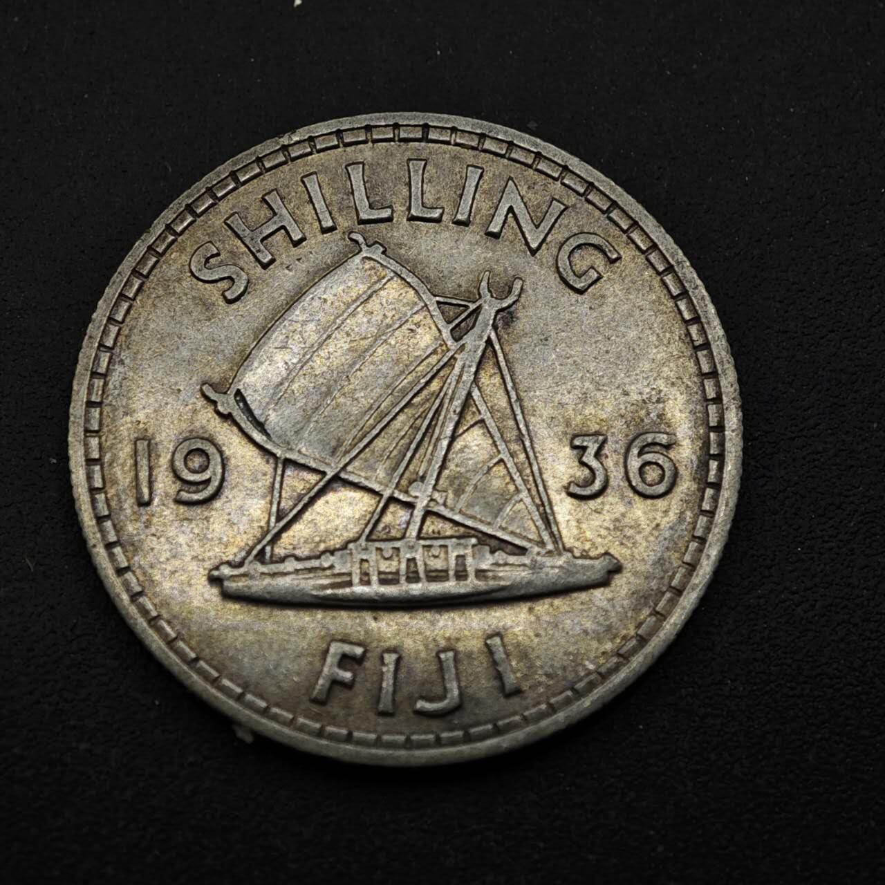 【淘币小摊】实时拍第八百五十三拍   散币银币场   满百包邮可预留二周 每周一统一发货   斐济1936年乔治五世一先令银币