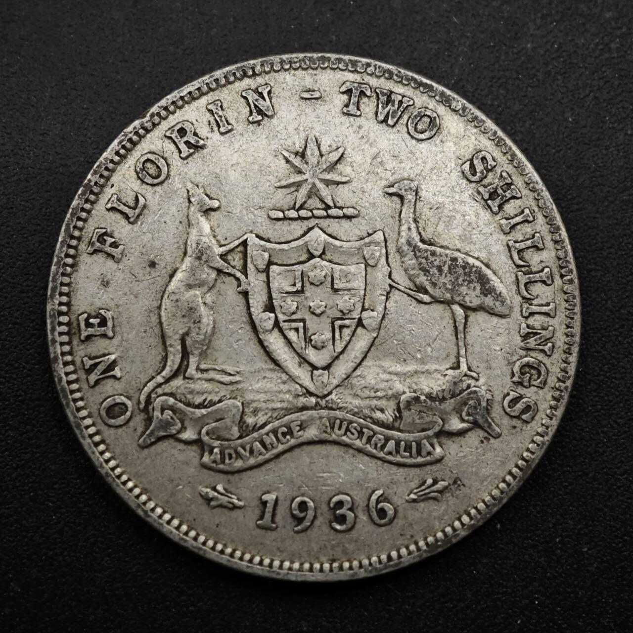 【淘币小摊】实时拍第八百五十三拍   散币银币场   满百包邮可预留二周 每周一统一发货   澳大利亚1936年乔治五世弗洛林银币