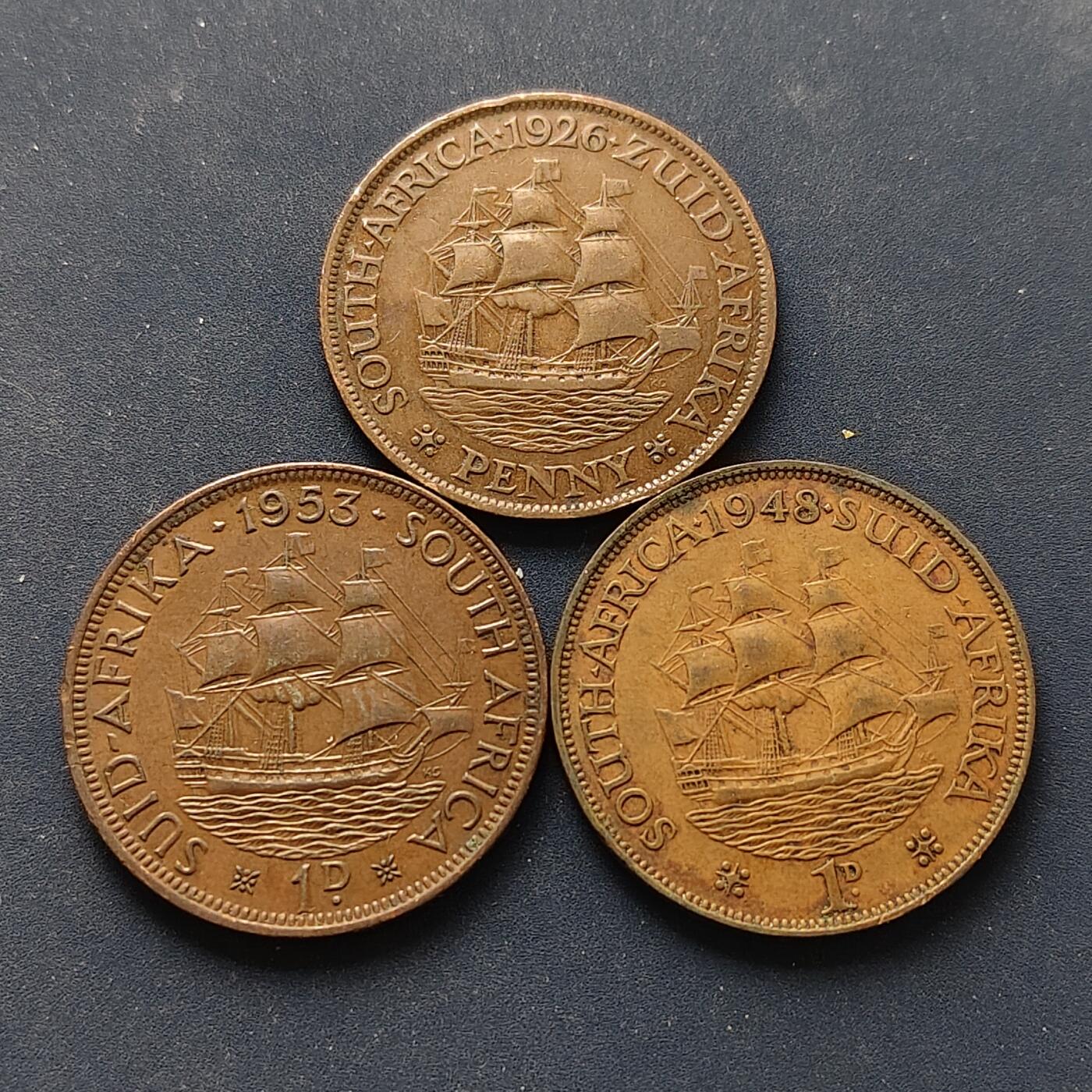 【全场包邮】纯粹捡漏拍496场-持续更新中 南非各年份不同三王三代1便士3枚一组