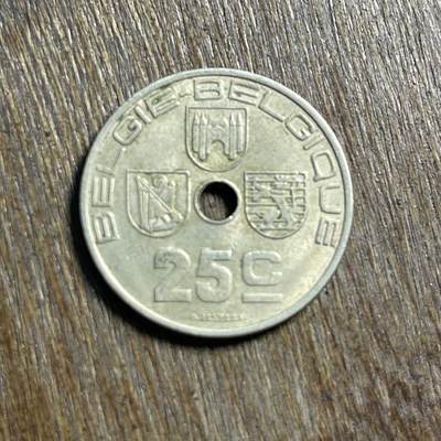 【春节前最后一拍，下一场3.3号】★第139场★散币场。不寄存，30包邮。不满30元，支付5元运费。《接受代拍 代送NGC评级》 - 36【无寄存】1938 比利时 25分 镍币