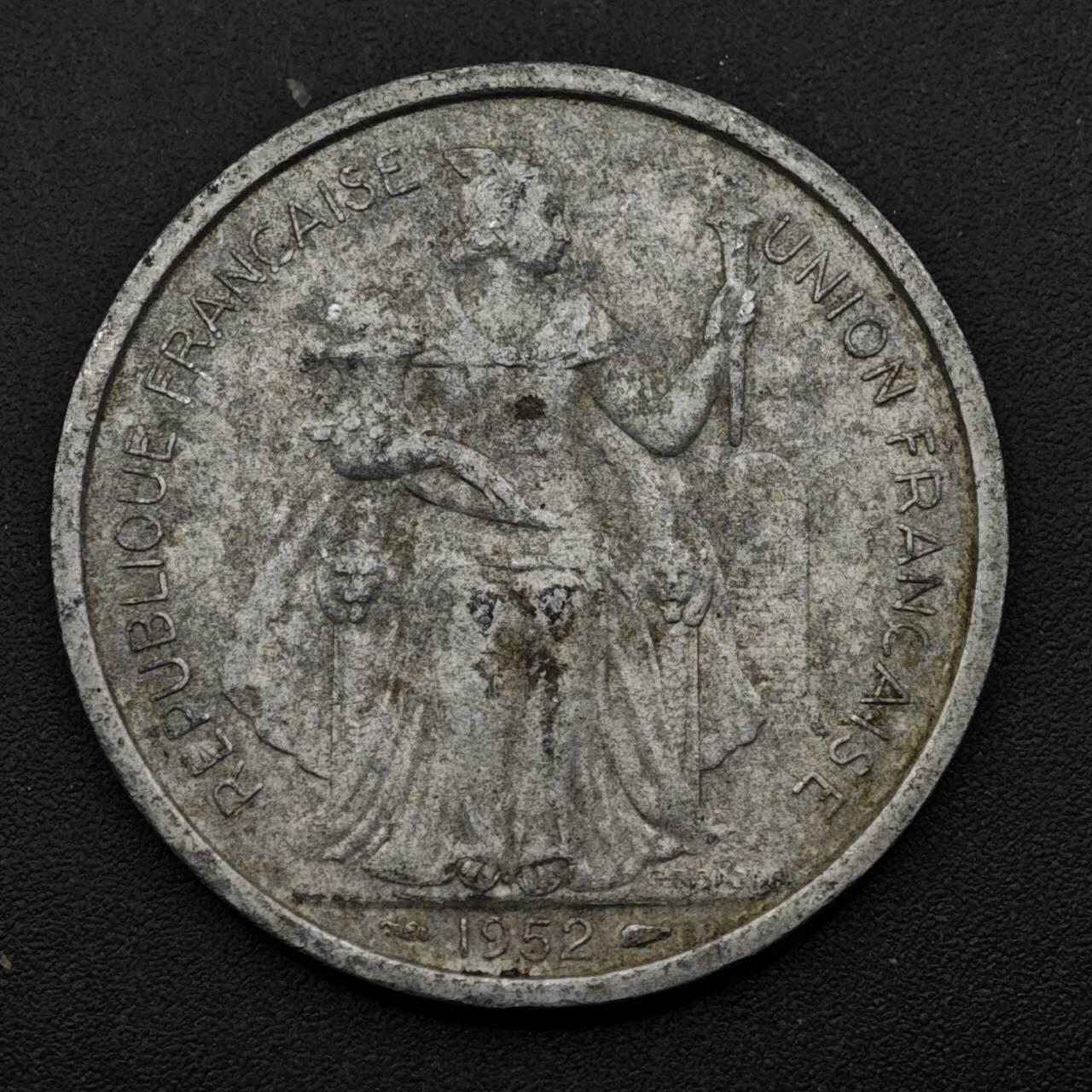 【淘币小摊】实时拍第八百五十三拍   散币银币场   满百包邮可预留二周 每周一统一发货   喀里多尼亚1952年5法郎铝币