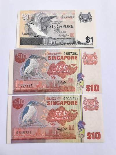 各国外币第109期 - 新加坡1元1元 9品三张