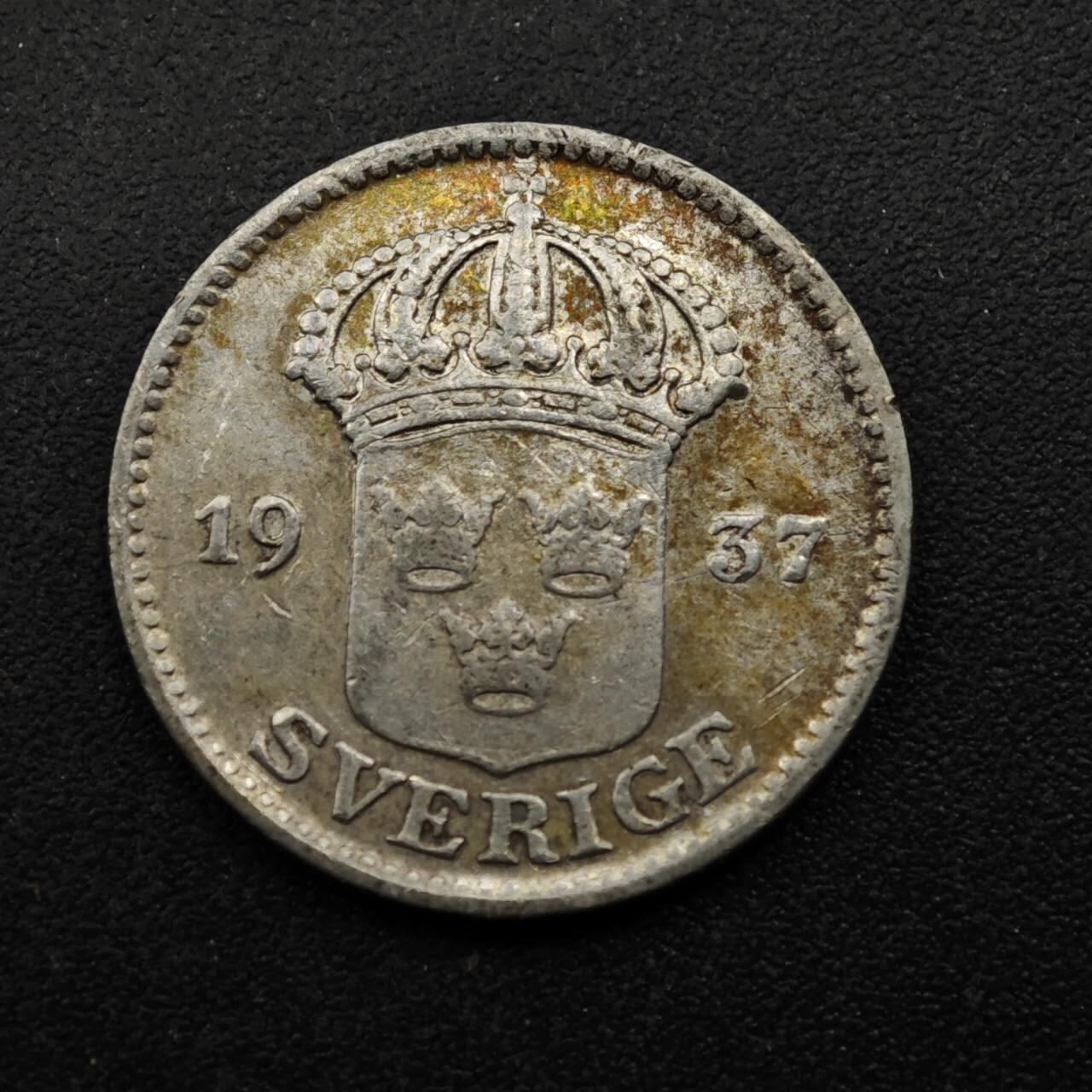 【淘币小摊】实时拍第八百五十三拍   散币银币场   满百包邮可预留二周 每周一统一发货   瑞典1937年25欧尔银币