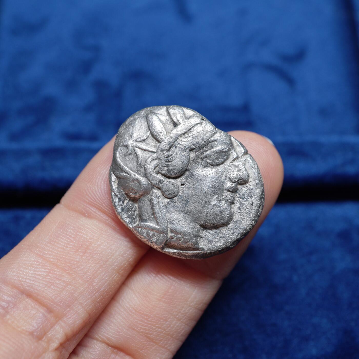 琋语集藏2026年02月欧洲古典打制币拍卖 古希腊阿提卡地区雅典娜与猫头鹰4德银币（验银戳）